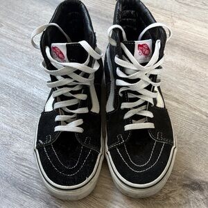 Vans Black and White High-Top Skate Sneakers